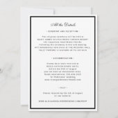 Classic formal minimal black and white wedding kaart (Achterkant)