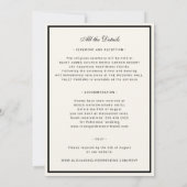 Classic formal minimal ivory black wedding kaart (Achterkant)