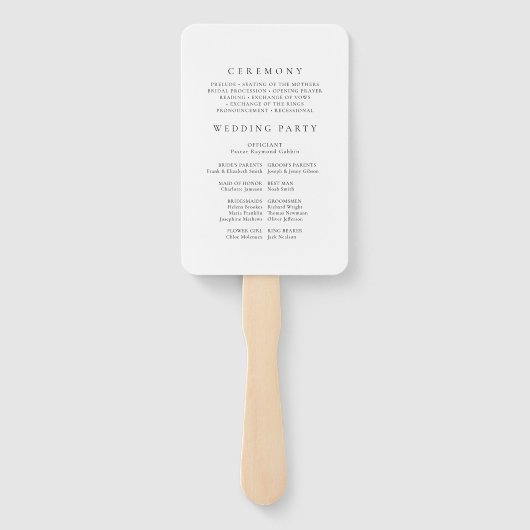 Classic Formal Modern Wedding Program Fan Handwaaier (Achterkant)