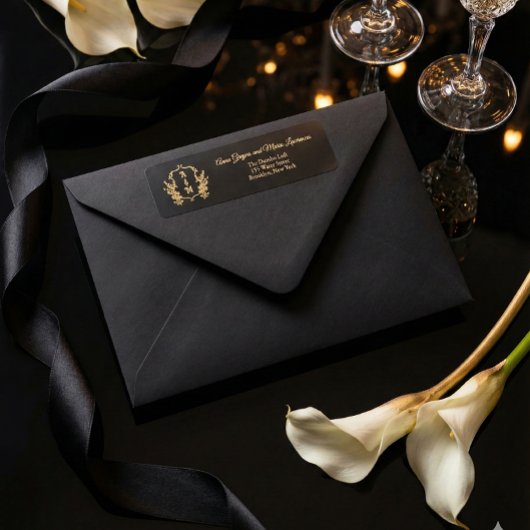 Classic Formal Monogram Crest Return Address Label
