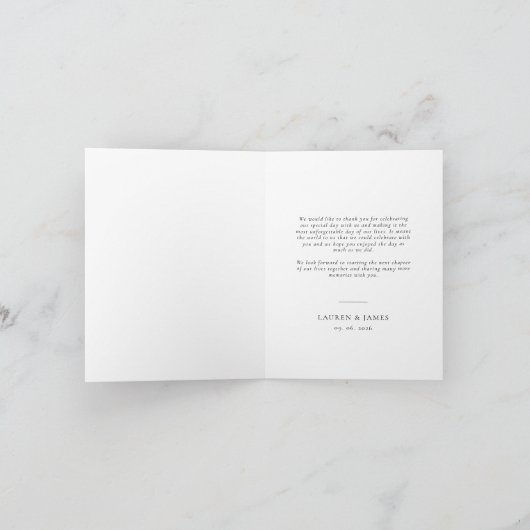 Classic Formal Wedding Photo Folded Thank You Card Bedankkaart (Binnen)