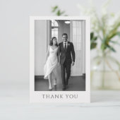 Classic Formal Wedding Photo Monogram Thank You Bedankkaart (Staand voorkant)
