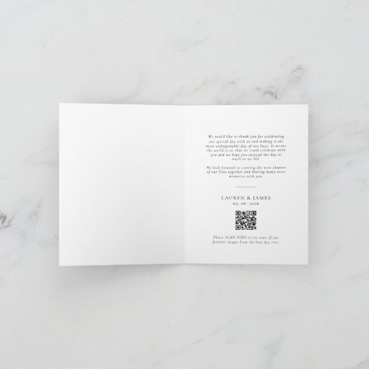 Classic Formal Wedding Photo QR Code Folded Bedankkaart (Binnen)
