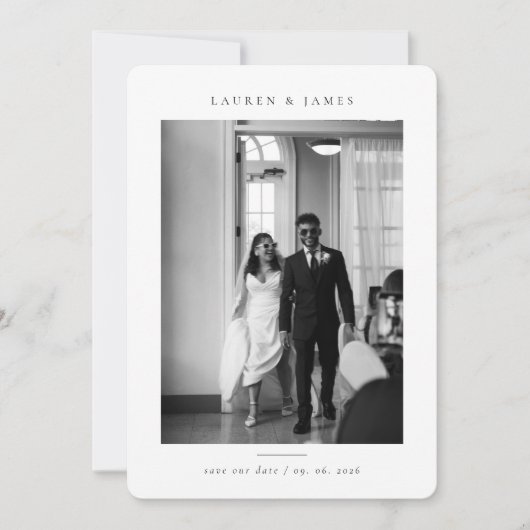 Classic Formal Wedding Photo Save the Date (Voorkant)