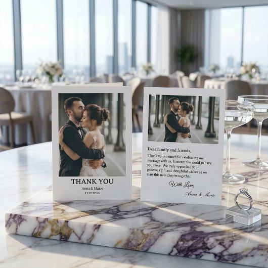Classic Formal Wedding Photo Thank You Card Bedankkaart