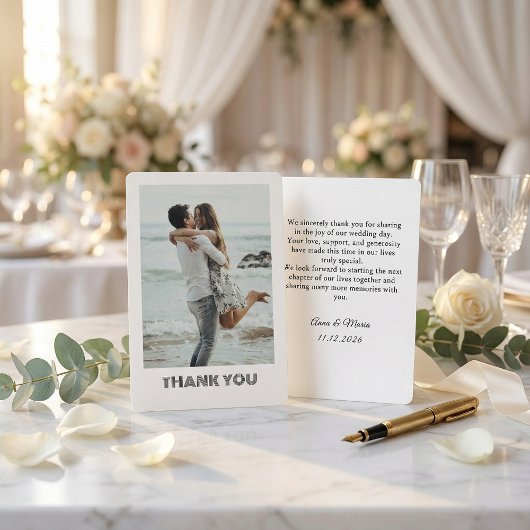 Classic Formal Wedding Photo Thank You Card Bedankkaart