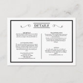 Classic Formal White Black Weddenschap - Gegevens Informatiekaartje (Voorkant)