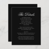 Classic Formal Zwart Monogram Bruiloft Details Informatiekaartje (Voorkant / Achterkant)