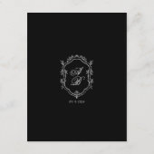 Classic Formal Zwart Monogram Bruiloft Details Informatiekaartje (Achterkant)