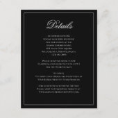 Classic Formal Zwart & Wit Bruiloft Details Informatiekaartje (Voorkant)