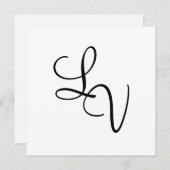 Classic Formeel Monogram Zwart-wit Save The Date (Voorkant / Achterkant)