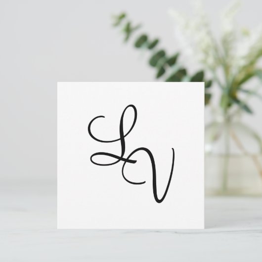Classic Formeel Monogram Zwart-wit Save The Date (Staand voorkant)