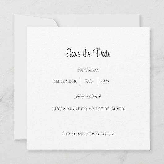 Classic Formeel Monogram Zwart-wit Save The Date (Achterkant)