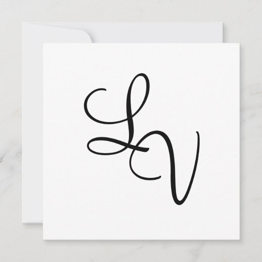 Classic Formeel Monogram Zwart-wit Save The Date (Voorkant)