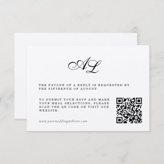 Classic Formele bruiloft RSVP Kaart QR-code (Voorkant / Achterkant)