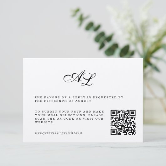 Classic Formele bruiloft RSVP Kaart QR-code (Staand voorkant)
