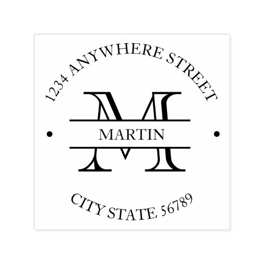 Classic Formele Familienaam Initiaal Retouradres Zelfinktende Stempel (Design)