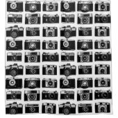 CLASSIC FOTO CAMERAS PATROON IN ZWART EN WITTE DOUCHEGORDIJN (Voorkant)