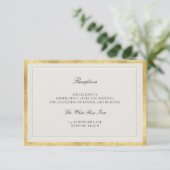 Classic Frame Elevated Gold Ecru Wedding Reception Informatiekaartje (Staand voorkant)