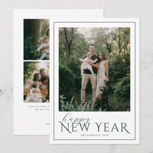 Classic Frame New Year Photo Feestdagenkaart (Voorkant / Achterkant)