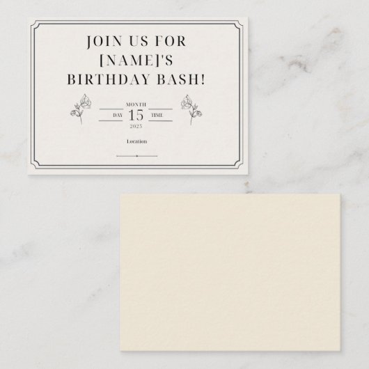 Classic Framed Verjaardag Uitnodiging Kaart (Voorkant / Achterkant)