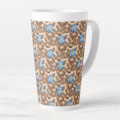 Classic French Blue and Beige Floral Design Latte Mok (Rechterhoek)