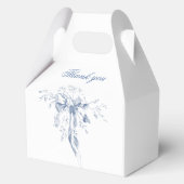 Classic French Blue Flowers & Ribbons Wedding Bedankdoosjes (Achterkant)