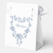Classic French Blue Flowers & Ribbons Wedding Bedankdoosjes (Achterkant)