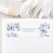 Classic French Blue Flowers & Ribbons Wedding Etiket (Insitu)