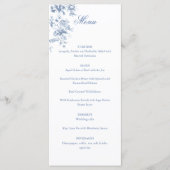 Classic French Blue Flowers & Ribbons Wedding Menu (Voorkant)