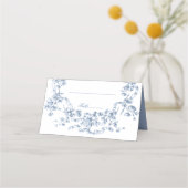  Classic French Blue Flowers & Ribbons Wedding Plaatskaartje (Achterkant)