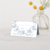  Classic French Blue Flowers & Ribbons Wedding Plaatskaartje (Voorkant)