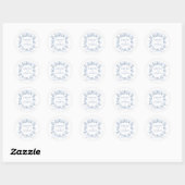 Classic French Blue Flowers & Ribbons Wedding Ronde Sticker (Vel)