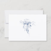 Classic French Blue Flowers & Ribbons Wedding RSVP Kaartje (Achterkant)