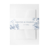 Classic French Blue Flowers & Ribbons Wedding Uitnodigingen Wikkel (Voorkant Voorbeeld)