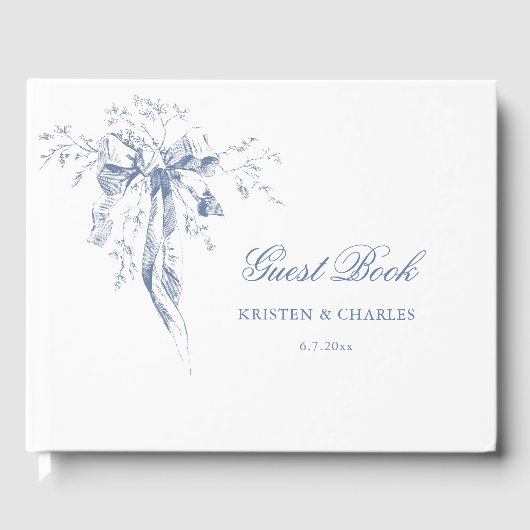 Classic French Blue Ribbon Bow Gastenboek (Voorkant)