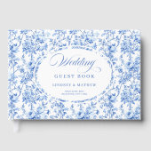 Classic French Blue Roses Toile Guest Book Gastenboek (Voorkant)