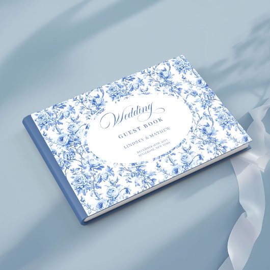 Classic French Blue Roses Toile Guest Book Gastenboek