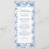 Classic French Blue Roses Toile Wedding Program Programmakaart (Voorkant)