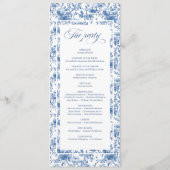 Classic French Blue Roses Toile Wedding Program Programmakaart (Achterkant)