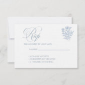 Classic French Blue Wedding RSVP card (Voorkant)