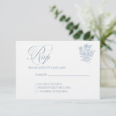 Classic French Blue Wedding RSVP card (Staand voorkant)