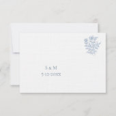 Classic French Blue Wedding RSVP card Kaartje (Achterkant)
