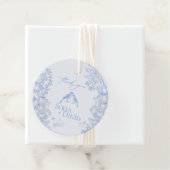 Classic French Blue White Floral Birds Wedding  Bedankjes Labels (In situ)