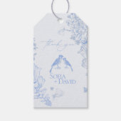 Classic French Blue White Floral Birds Wedding Cadeaulabel (Voorkant)