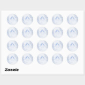 Classic French Blue White Floral Birds Wedding Ronde Sticker (Vel)