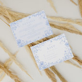 Classic French Blue White Floral Wedding Enclosure Informatiekaartje