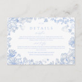 Classic French Blue White Floral Wedding Enclosure Informatiekaartje (Voorkant)