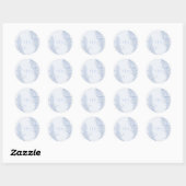 Classic French Blue White Floral Wedding Enclosure Ronde Sticker (Vel)