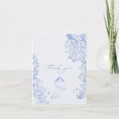 Classic French Blue White Floral Wedding Thank you Kaart (Voorkant)